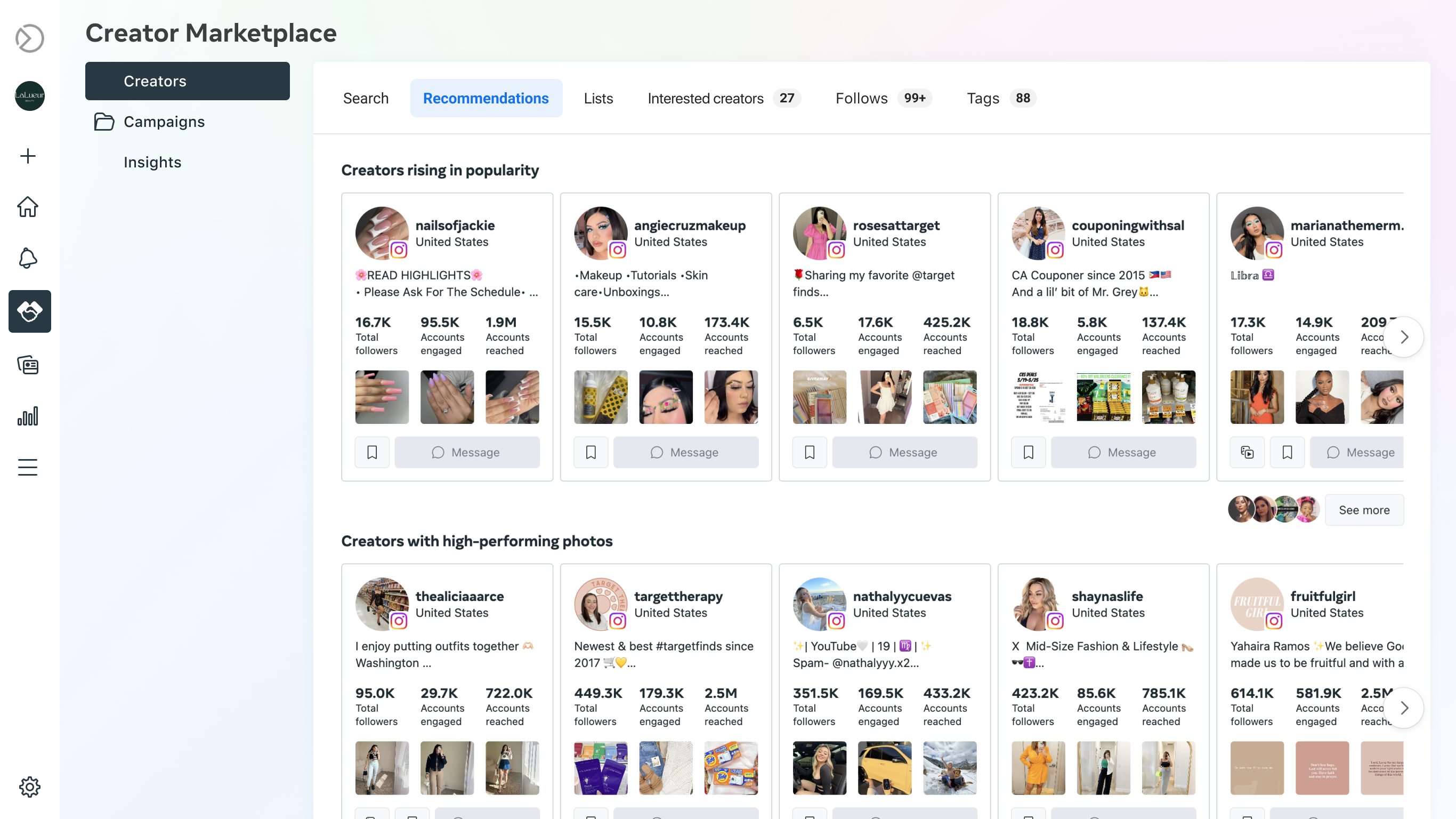 Old Creator Marketplace — manual search with basic filters