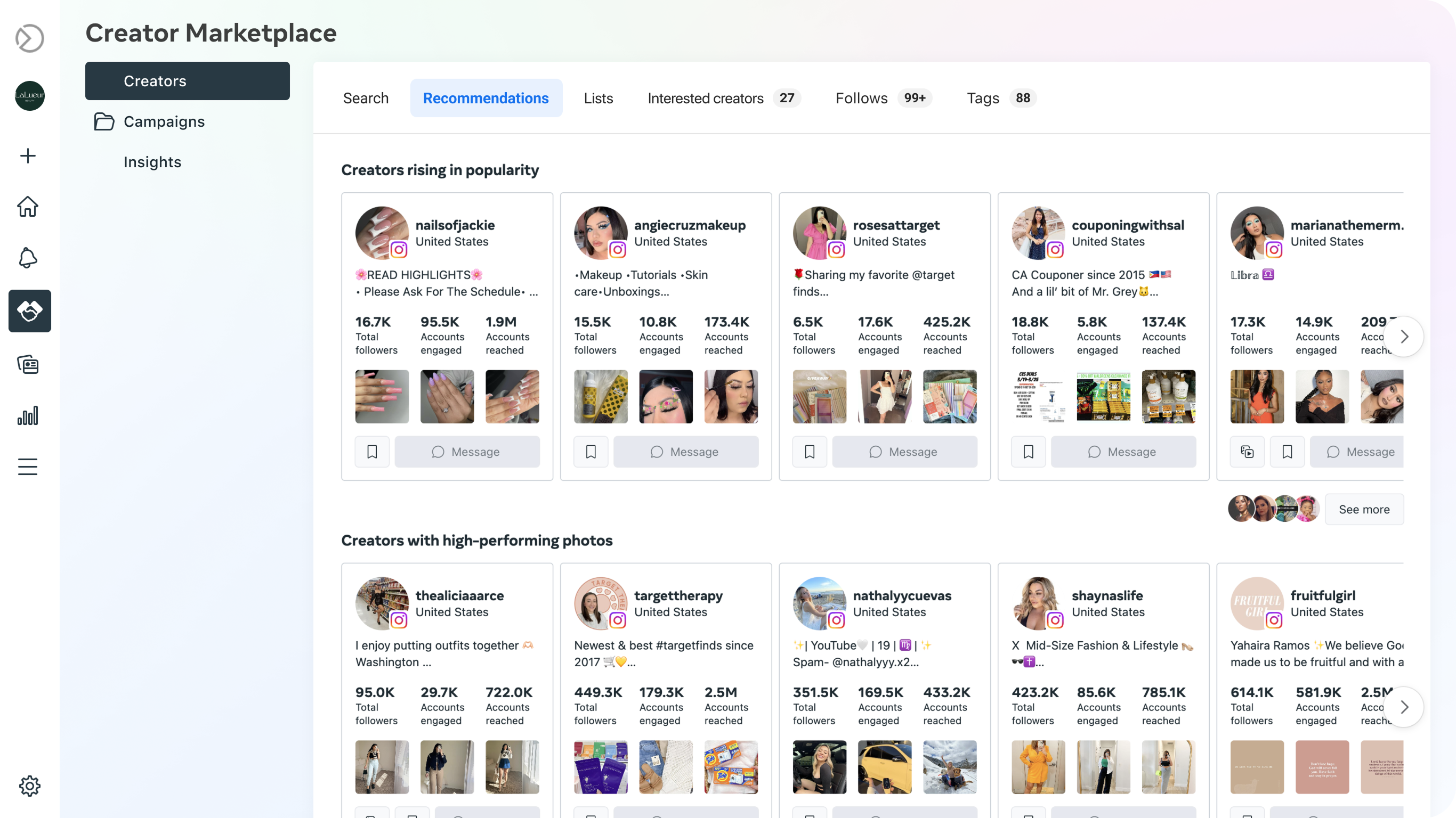 Current Creator Marketplace search interface showing limited creator discovery experience